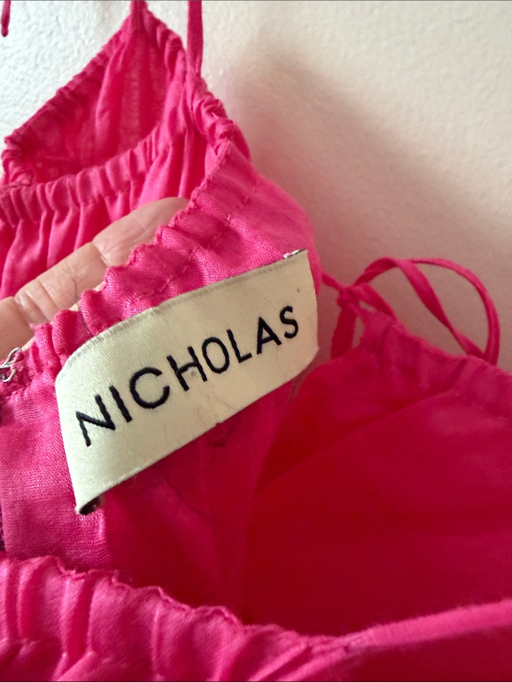 Nicholas Halia shirred ramie maxi dress in Fuchsia Size 10 - Picture 8 of 10